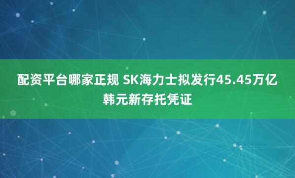 配资平台哪家正规 SK海力士拟发行45.45万亿韩元新存托凭证